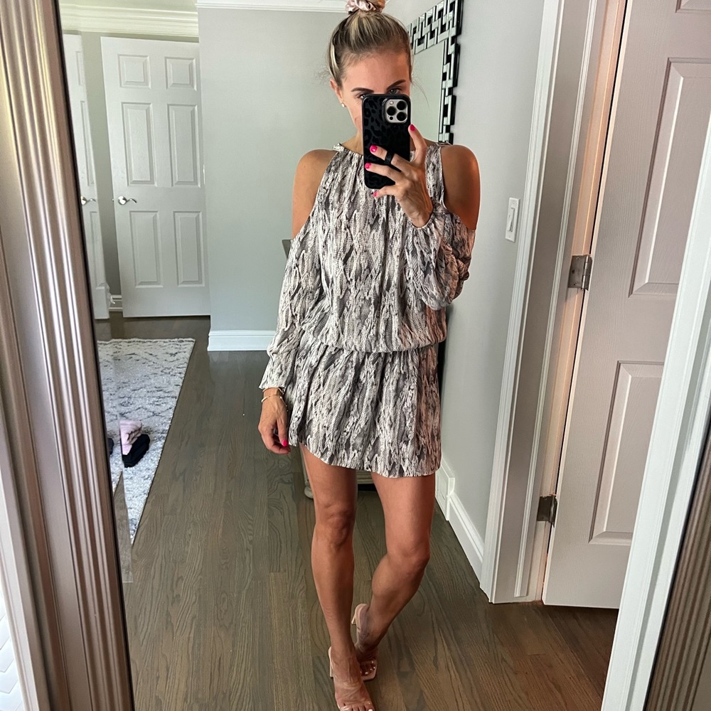 Ramy Brook cold shoulder snakeskin dress